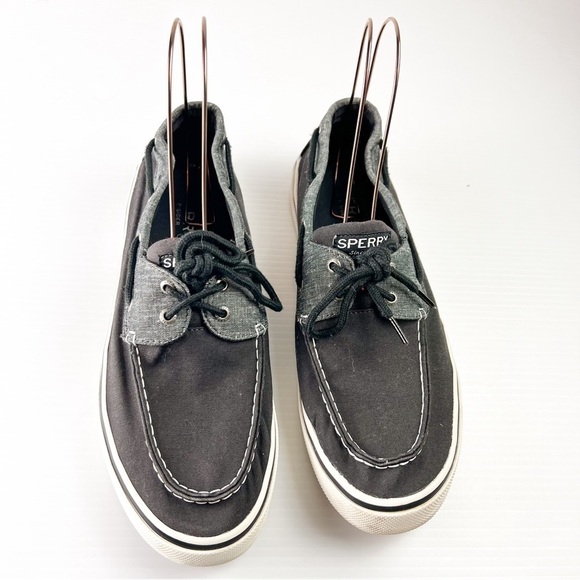Sperry Loafer Men's 12 Grey Black Cutter 2-Eye Boat Canvas Slip On Casual Shoe - Picture 2 of 8